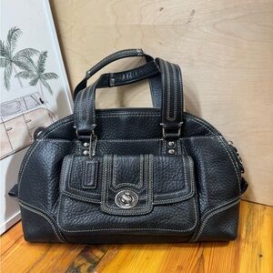Coach Black Leather Satchel with Contrast Stitching